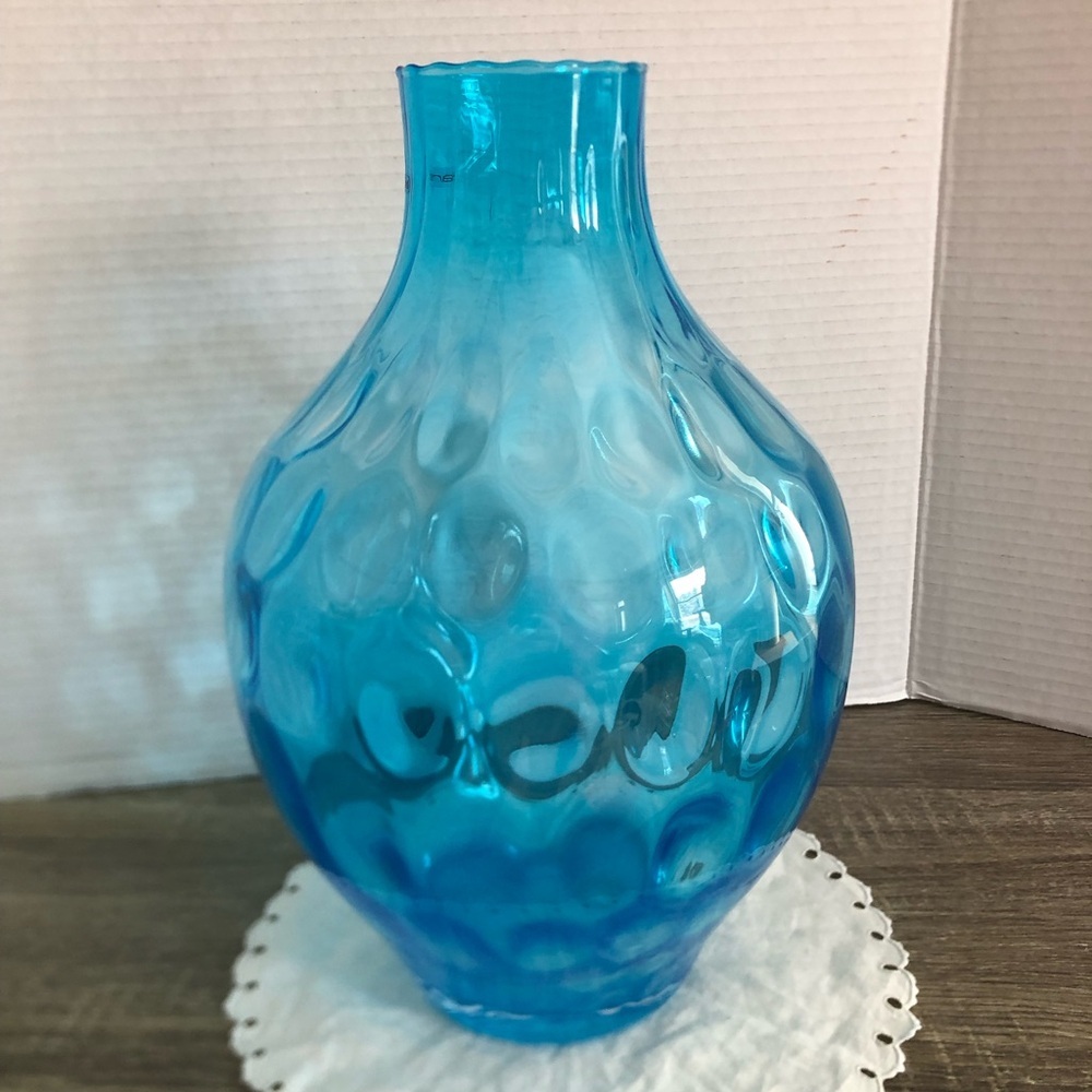 Hand Blown Optic Dot Large Glass Vase